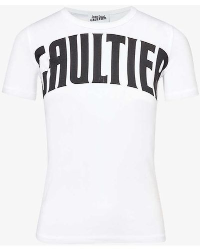Jean Paul Gaultier Logo-pattern Slim-fit Stretch-organic Cotton T-shirt X - White