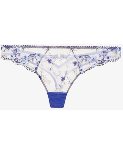 Aubade Idylle À Giverny Mid-rise Stretch-woven Briefs - Blue
