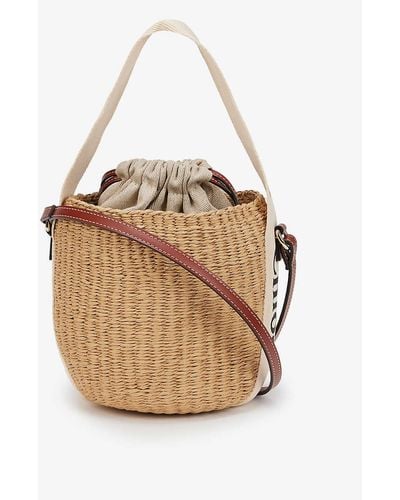 Chloé Woody Small Raffia Basket Bag - White