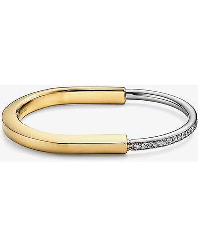 Tiffany & Co. Lock 18ct Yellow And White-gold And 1.08ct Diamond Bangle Bracelet - Natural