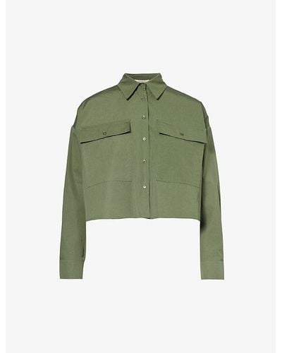 Weekend by Maxmara Carter Cropped Regular-fit Cotton Shirt - Green