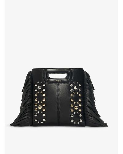 Maje M Mini Studded Leather Bag - Black