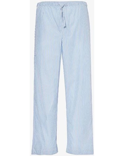 Derek Rose James Striped-pattern Cotton Pyjama Trousers - Blue
