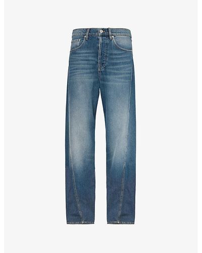 Lanvin Twisted-seam Contrast-stitch Regular-fit Jeans - Blue