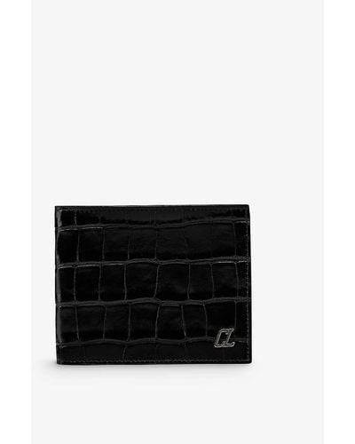 Christian Louboutin Coolcard Logo-plaque Croc-embossed Leather Wallet - Black