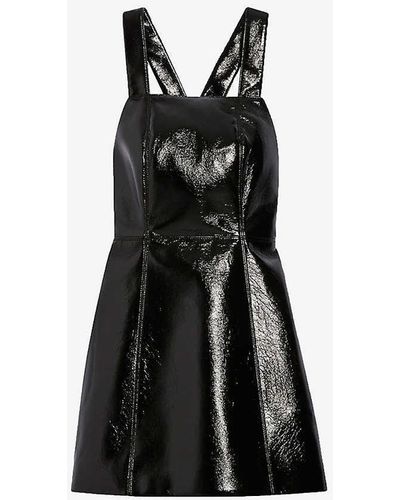 Claudie Pierlot Rachelle Sleeveless Vinyl Mini Dress - Black