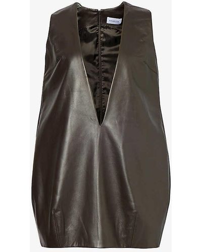 16Arlington Marcella V-neck Leather Mini Dress - Multicolour