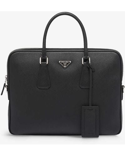 Prada Saffiano Leather Work Bag - Black