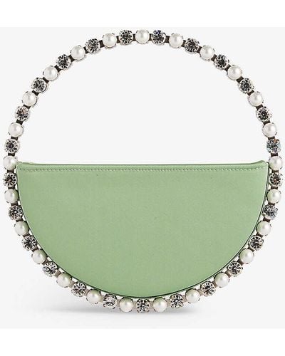 L'ALINGI Eternity Crystal-embellished Satin Clutch Bag - Green