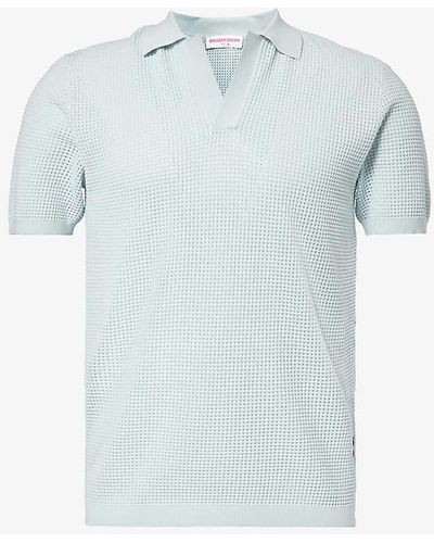 Orlebar Brown Roddy Waffle Knitted Polo Shirt - Blue
