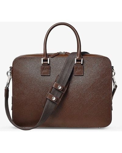 Aspinal of London Mount Street Leather Laptop Bag - Brown