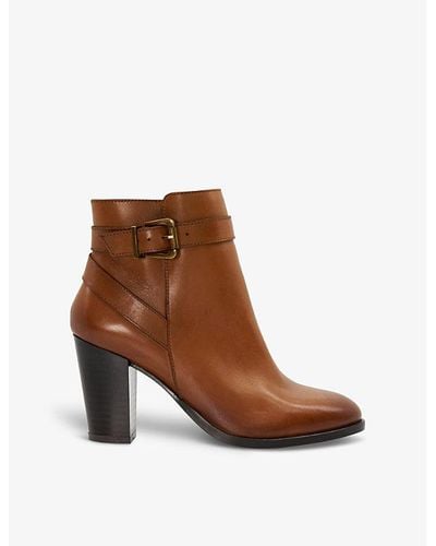 Dune Philippa Buckle-embellished Heeled Leather Ankle Boots - Brown