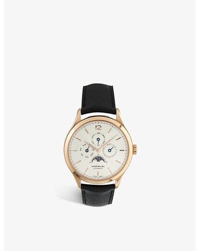 Montblanc 112535 Heritage 18ct Rose-gold And Leather Automatic Watch - White