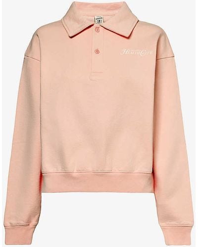 Sporty & Rich Rizzoli Branded Cotton-jersey Polo Shirt - Pink