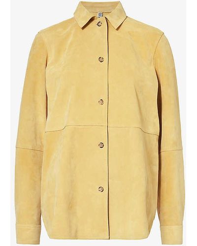 Totême Collar Buttoned-cuff Suede Shirt - Yellow
