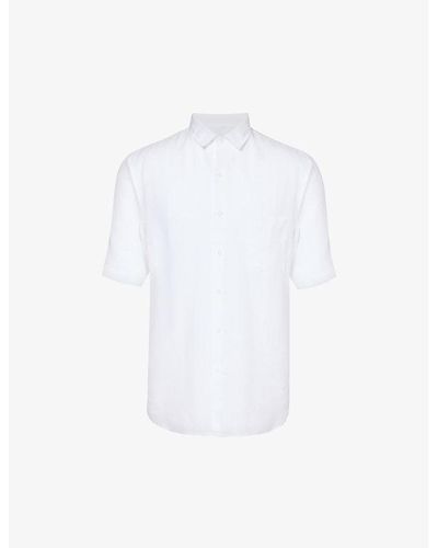 Sunspel Short-sleeved Regular-fit Linen Shirt Xx - White