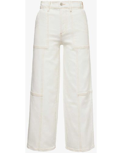Rails Getty Utility Contrast-stitch Straight-leg High-rise Stretch-denim Jeans - White
