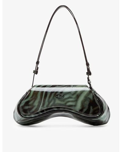 DIESEL Play Graphic-print Faux-leather Cross-body Bag - Green