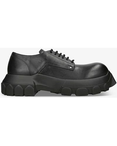 Rick Owens Bozo Tractor Platform Leather Oxford Shoes - Black