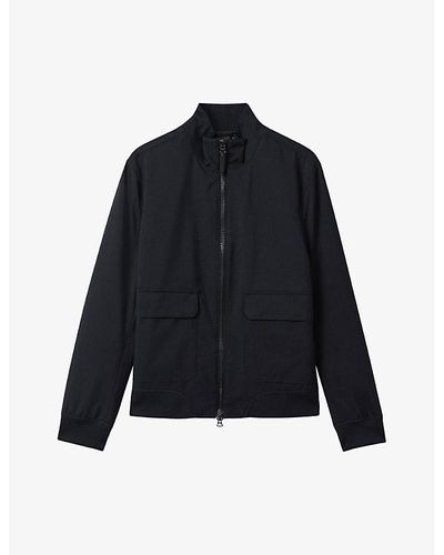 Reiss Rufus Funnel-neck Woven Jacket - Blue