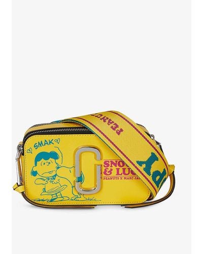 Marc Jacobs X Peanuts Snapshot Snoopy And Lucy Print Leather Cross-body Bag - Yellow