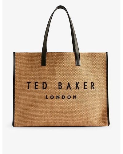 Ted Baker Pallmer Logo-embroidered Woven Tote Bag - Natural
