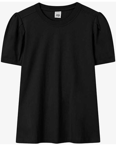 Twist & Tango Isa Puff-sleeve Organic-cotton T-shirt X - Black