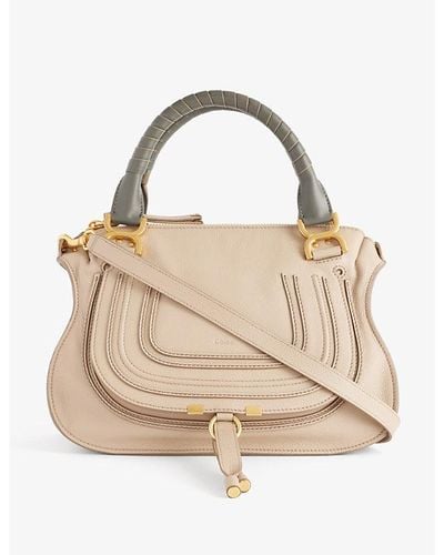 Chloé Marcie Leather Shoulder Bag - Natural