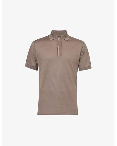 Paul Smith Striped-placket Regular-fit Cotton Polo Shirt - Brown