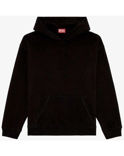 DIESEL S-boxt-hood-n8 Branded-print Cotton-jersey Hoody - Black