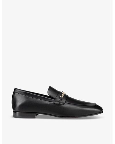 Christian Louboutin Mj Moc Chain-embellished Leather Loafers - Black