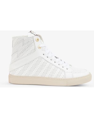 Zadig & Voltaire Zv1747 High Flash Perforated Leather High-top Trainers - White