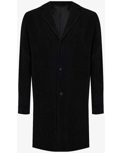 Homme Plissé Issey Miyake Basic Pleated Regular-fit Knitted Overcoat - Black