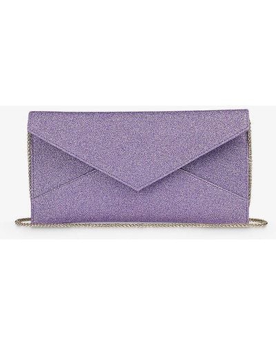 LK Bennett Kendall Glitter Envelope-shape Woven Clutch - Purple