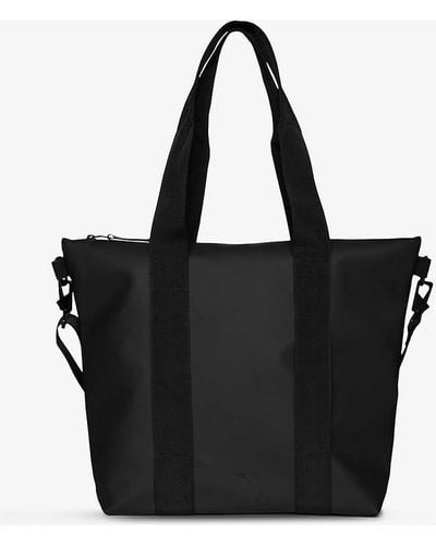 Rains Brand-tab Coated-shell Tote Bag - Black