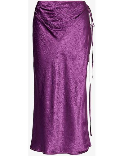 Acne Studios Lala Side-slit Satin Midi Skirt - Purple