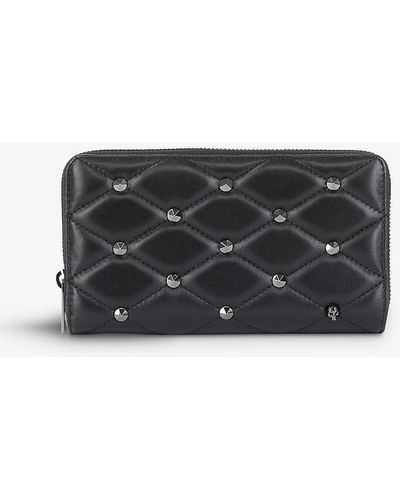 The Kooples Studded Quilted Leather Wallet - Black