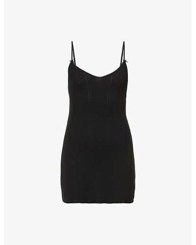 Cou Cou Intimates French-lace Sleeveless Organic-cotton Mini Dress X - Black