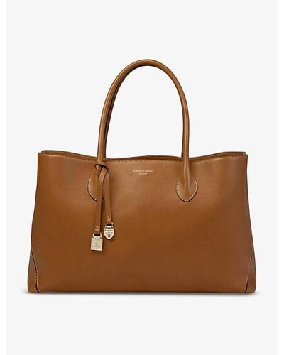 Aspinal of London London Large Leather Tote Bag - Brown