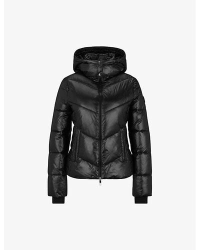 BOSS Funnel-neck Recycled-polyamide Puffer Jacket - Black