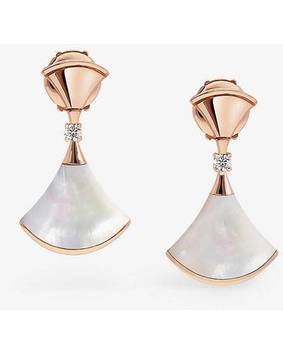 BVLGARI Divas' Dream 18ct Rose-gold, 0.07ct Diamond And Mother-of-pearl Earrings - White