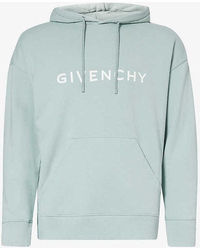 Givenchy Logo-print Slim-fit Cotton-jersey Hoody X - Blue