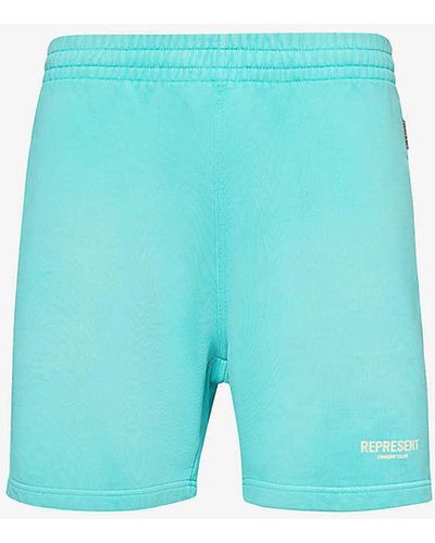 Represent Owners' Club Relaxed-fit Cotton-jersey Shorts - Blue