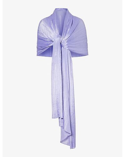 Pleats Please Issey Miyake Basic Pleated Knitted Scarf - Blue