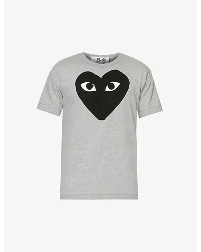 COMME DES GARÇONS PLAY Heart-print Cotton-jersey T-shirt - Grey
