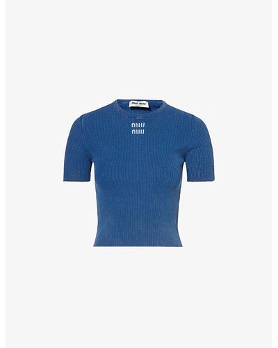Miu Miu P20 Cotton-jersey T-shirt - Blue