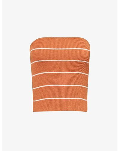 Pretty Lavish Louisa Stripe-pattern Knitted Top - Orange