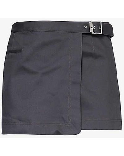 Sir. The Label Brixton Belted-waist Cotton-blend Twill Mini Skirt - Blue