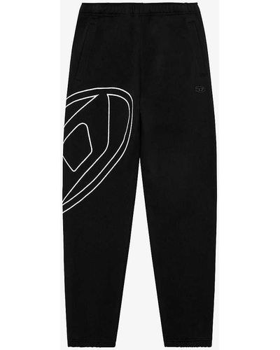 DIESEL P Marky Megoval Brand-embroidered Cotton jogging Bottoms - Black