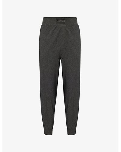 Calvin Klein Brand-patch Relaxed-fit Stretch-cotton Pants - Grey